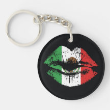 Mexico flag/lips design key chain.