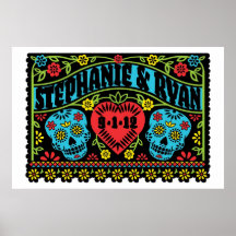 Mexikanische Art-Schädel, die Fahnen-Plakat Weddin
