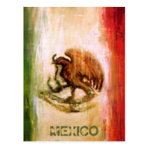MEXIKANISCHE FLAGGE - MEXIKO-ART POSTKARTE