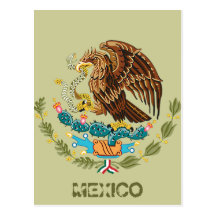 MEXIKANISCHE FLAGGE - MEXIKO-ART - WAPPEN POSTKARTE