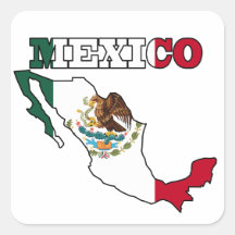 Mexiko-Flagge in der Karte Quadratsticker