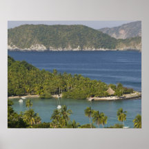 Mexiko, Guerrero, Zihuatanejo. Playa Las Gatas- Plakat