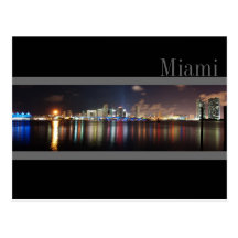 Miami-Skyline an der Nachtpanorama-Foto-Postkarte