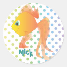 Mick der Goldfisch Runder Aufkleber