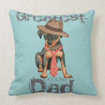 Min Pin Dad Throw Pillow