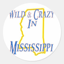 Mississippi - wild und verrückt runder sticker