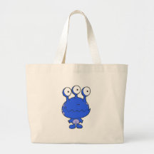 mit Augen glückliches Blau des Monsters drei Taschen