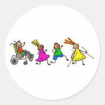 Mit Behinderung Kinder Runder Aufkleber