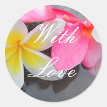 Mit Liebe-Wedding Umschlag Aufkleberfrangipani-Fie