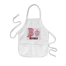 Mit Monogramm "b-" Schürze des rosa Bärn-Kindes