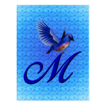 Mit Monogramm elegante Drossel-Postkarte der Initi