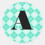 Mit Monogramm Raute Runde Aufkleber