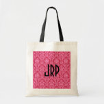 Mit Monogramm rosa Damast Tragetaschen