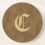 Mit Monogramm Sandstein-Untersetzer Browns - C