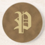 Mit Monogramm Sandstein-Untersetzer Browns - P