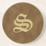 Mit Monogramm Sandstein-Untersetzer Browns - S