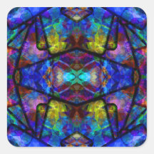 Mittelalterliche abstrakte Kunst beflecktes Glas-D Quadrataufkleber