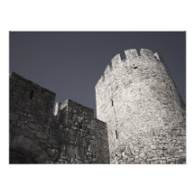 Mittelalterliche Festungs-Steinwand und Turm Belgr Photodrucke