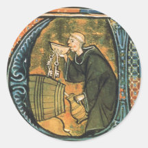 Mittelalterliche Mönch-Probieren-Wein-Aufkleber