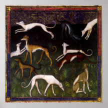 Mittelalterliche Windhund-schöne Kunst Posterdruck