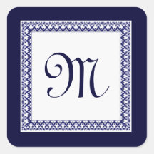 Mitternacht u. weißer verzierter Monogramm-Quadrat