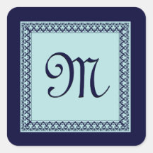 MITTERNACHTSbaby-BLAU verzierter Monogramm-Quadrat