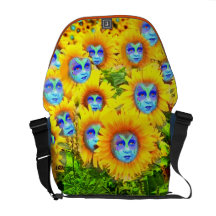 MITTLERER RICKSHAW-BOTE BAG-SUNFLOWERS KURIER TASCHEN
