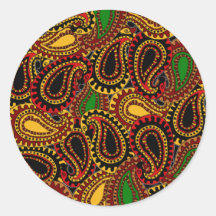 Mod Brown Paisley Runde Aufkleber