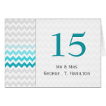 Mod chevron aqua Ombre wedding table numbers karten