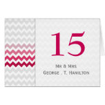 Mod chevron Pink Ombre wedding table numbers karten