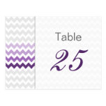Mod chevron purple Ombre wedding table numbers postkarten