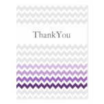 Mod chevron purple Ombre wedding Thank You postkarten