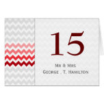 Mod chevron red Ombre wedding table numbers karten