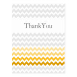 Mod chevron yellow and gray  Ombre Thank You postkarten