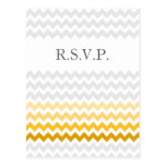 Mod chevron yellow and gray  Ombre wedding rsvp postkarten