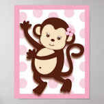 Mod-Mädchen-Affe-Punkt-Kinderzimmer-Wand-Kunst-Dru Posterdrucke