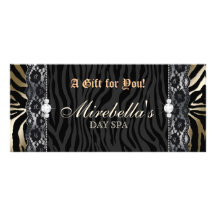 Mode-Geschenkgutscheinzebra-Spitze-Gold Kartendruck