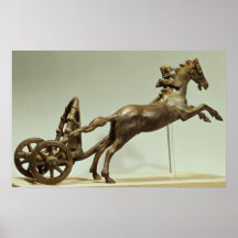 Modell eines zwei Pferdechariot Plakat