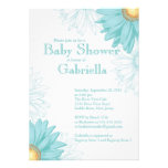 Modern Blue & White Gerbera Daisy Baby Shower einladungen