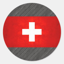 Modern Edgy Swiss Flag Round Stickers