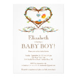 Modern Heart baby bird Boys Baby Shower einladungen
