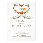 Modern Heart baby bird Boys Baby Shower einladungen