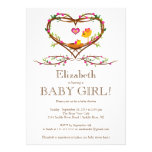 Modern Heart baby bird Girls Baby Shower einladungen