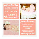 Modern Peach Baby Girl Sip & See Party Photo Cards einladungen
