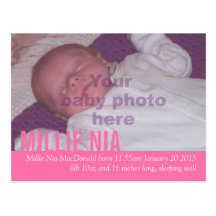 Moderne Babyrosafoto-Mitteilungspostkarte