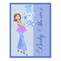Moderne blaue Babyparty-Postkarte