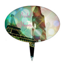 moderne elegante Paris-Glitzern-Silhouette Braut Tortenpicker