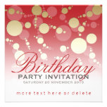 Moderne Funky rote GoldParty-Geburtstags-Einladung