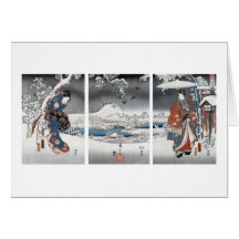 Moderne Genji Triptychon-Gruß-Karte