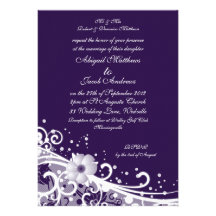 Moderne lila violette u. weiße Strudel-Blumen-Hoch Ankündigungskarte